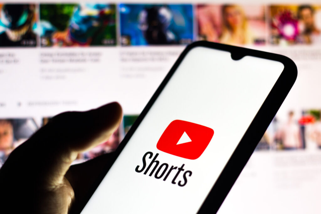 Youtube shorts on a mobile phone.