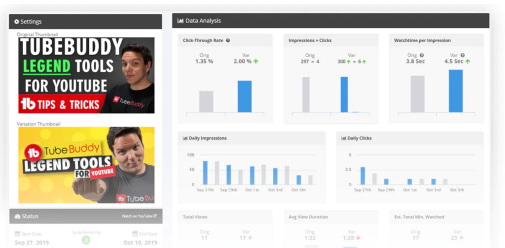 Showing how the TubeBuddy A/B Testing feature works to help with increasing YouTube CTR.