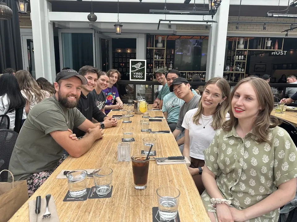 Team lunch on a patio